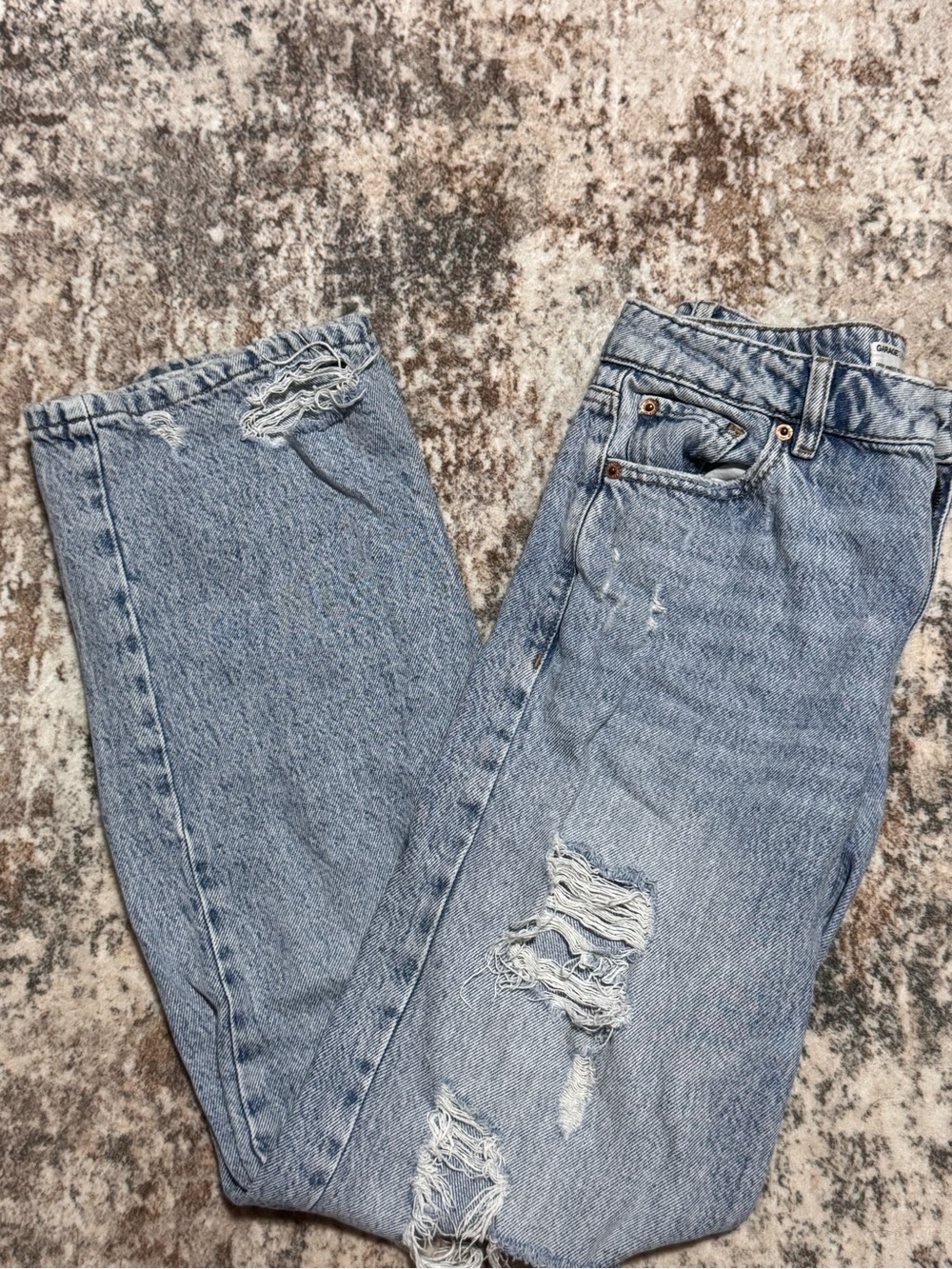 Garage Light Blue Distressed 90’s Straight Leg Jeans